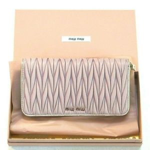 Miu Miu Pink Wallet Luxurious Quilted Design